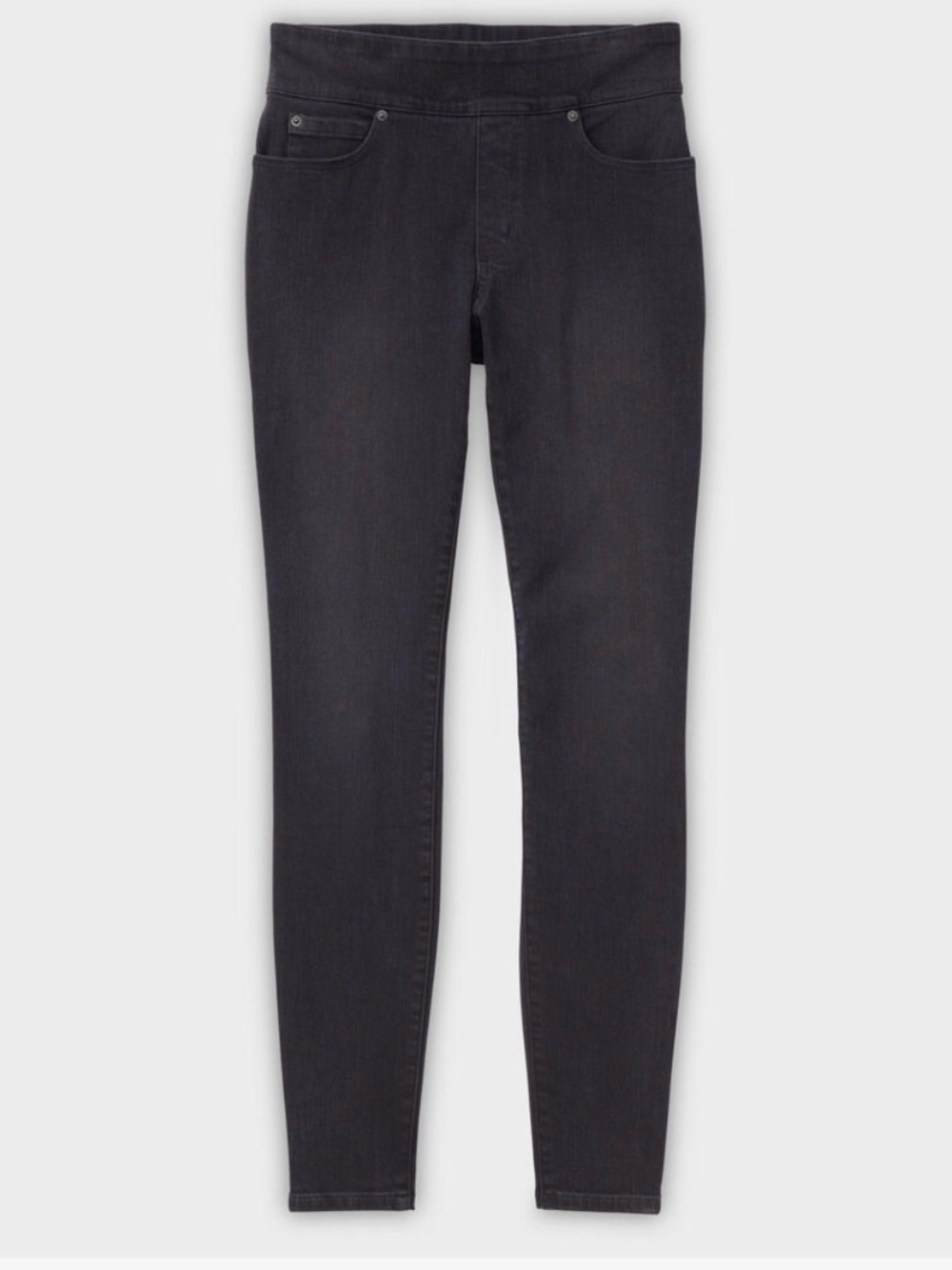 Duluth Trading Company Jean-Netics Pull-On Skinny Jeans in Black. Size 2 Regular